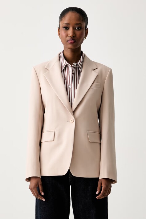 Weekend Max Mara marynarka jednorzędowa damska wełniana WKDLAMINE beżowa 2625046081600