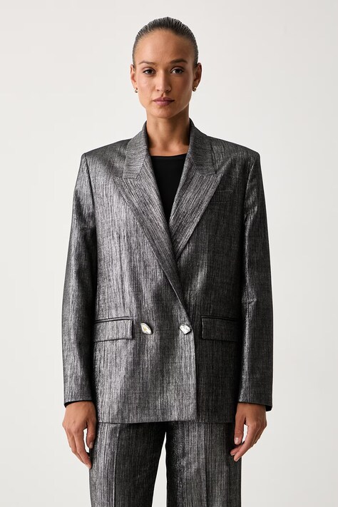 Pinko dvoredni sako za žene s vunom sivi 107421 A3G4