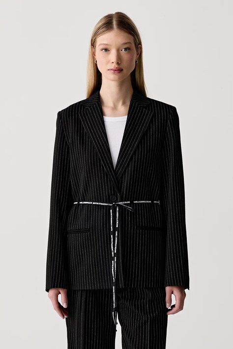 Karl Lagerfeld Jeans marynarka jednorzędowa damska z wiskozą czarna B3W14004