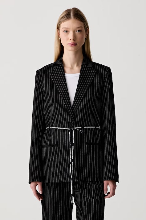 Karl Lagerfeld Jeans marynarka jednorzędowa damska z wiskozą czarna B3W14004