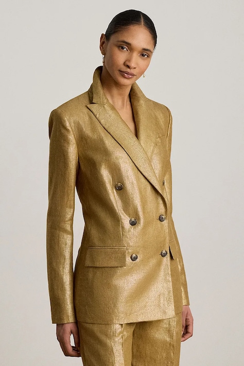 Lauren Ralph Lauren marynarka damska lniana złota 200P13993