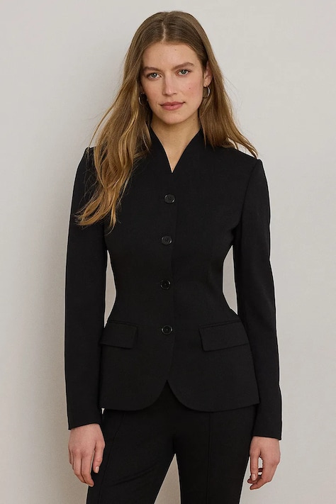 Lauren Ralph Lauren marynarka jednorzędowa damska z wełną czarna 200B24032