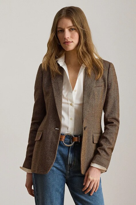 Lauren Ralph Lauren marynarka damska wełniana brązowa 200P13676