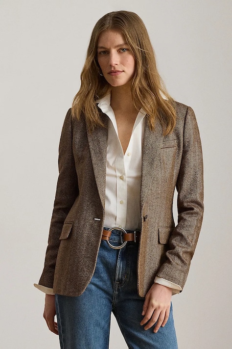 Lauren Ralph Lauren marynarka damska wełniana brązowa 200P13676