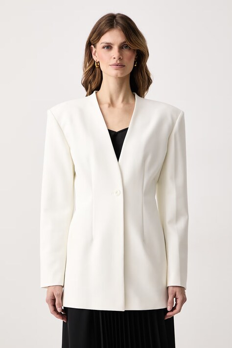 Guess Marynarka jednorzędowa damska z wiskozą x LEONIE HANNE beżowa W6BN29 W5205