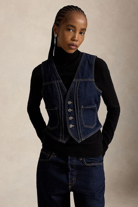 Polo Ralph Lauren kamizelka damska jeansowa granatowa 211B17217