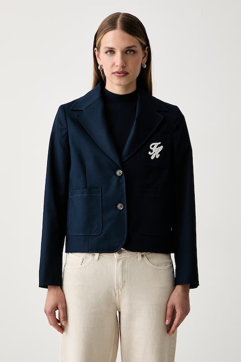 Tommy Hilfiger sacou de damă din bumbac bleumarin WW0WW50146