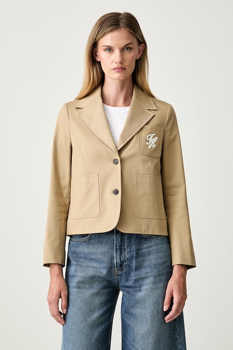 Tommy Hilfiger sako za žene od pamuka bež WW0WW50146