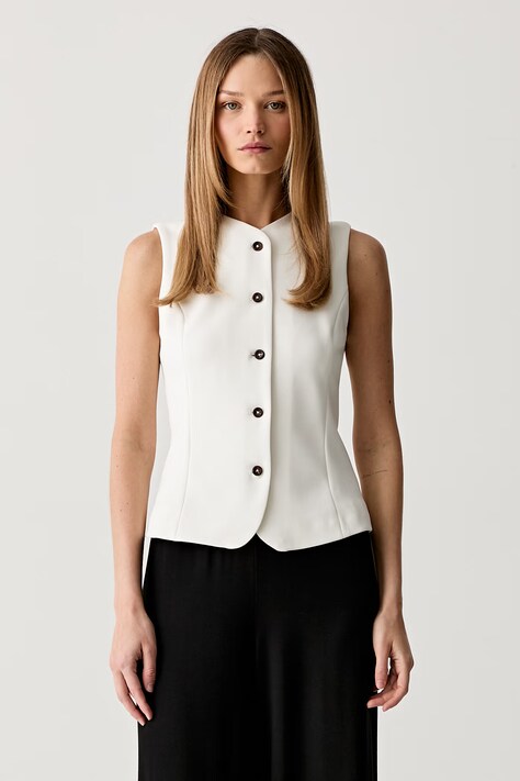 Calvin Klein jednoredni prsluk za žene bež LV044G414G