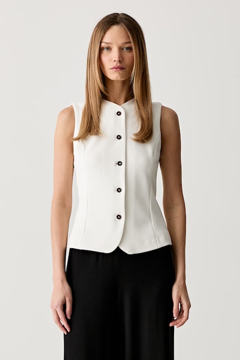 Calvin Klein μονόπετο γιλέκο γυναικείο μπεζ LV044G414G