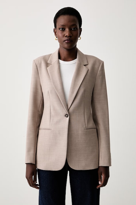 Calvin Klein μονόπετο σακάκι γυναικείο μπεζ LV044F413G