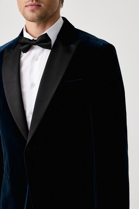 BOSS Marynarka jednorzędowa męska welurowa H-Hutson-Tux-Pk-264 granatowa 50571975