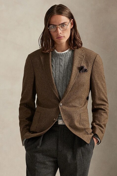 Polo Ralph Lauren marynarka jednorzędowa męska z wełną brązowa 715982982
