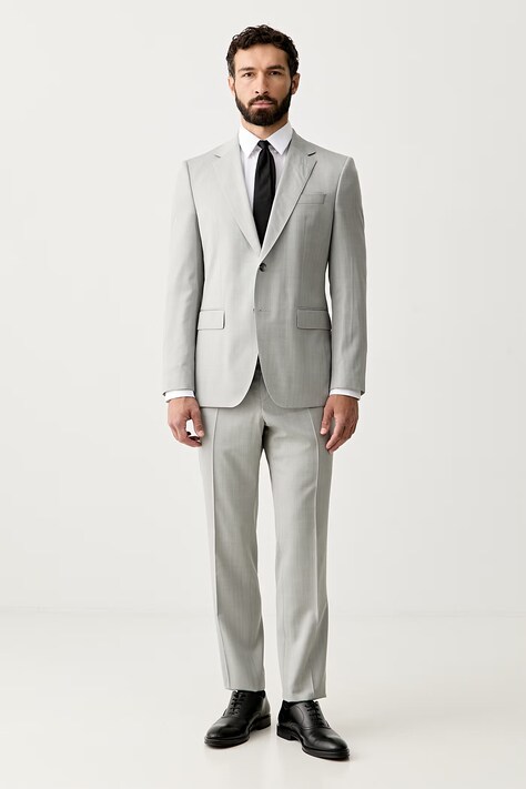 BOSS костюм от две части мъжки от вълна H-Huge-2Pcs-B1-263 сив 50566923