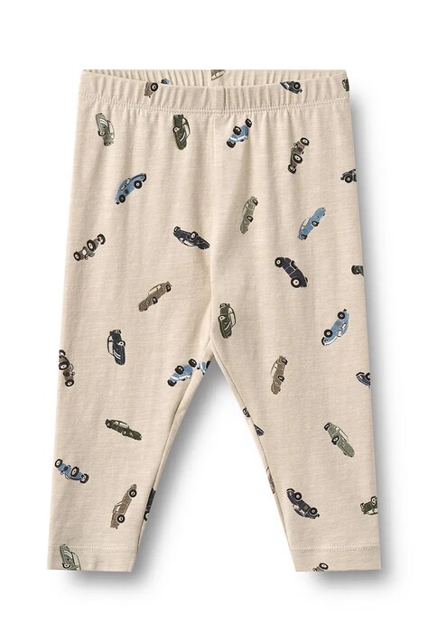Wheat Legginsy niemowlęce bawełniane z elastanem beżowe regular waist 6869-159-GOTS
