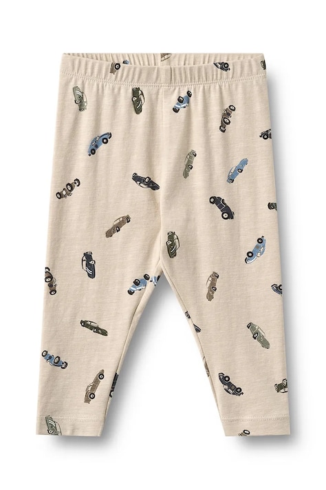 Wheat Legginsy niemowlęce bawełniane z elastanem beżowe regular waist 6869-159-GOTS