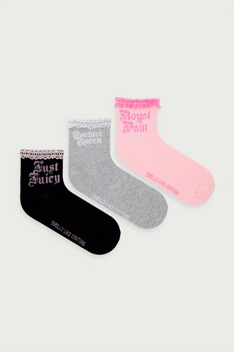 Juicy Couture Čarape za žene SLOGAN LACE TRIM 3-pack roze JCAXS226706