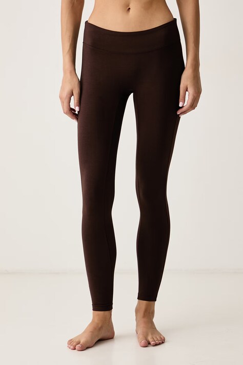 Casall Legginsy do jogi damskie z bawełną Sublime brązowe low waist 26253