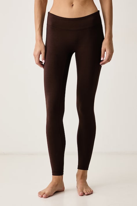 Casall Legginsy do jogi damskie z bawełną Sublime brązowe low waist 26253
