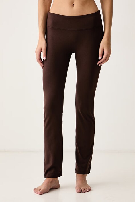 Casall Legginsy do jogi damskie z bawełną Sublime brązowe low waist 26252