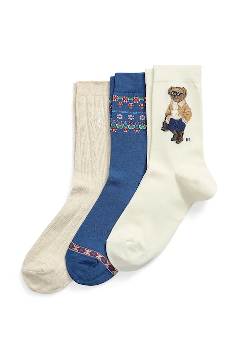 Polo Ralph Lauren Skarpety sportowe damskie 3-pack beżowe 455P18211