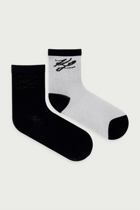 Karl Lagerfeld Čarape za žene 2-pack crne B4W47023