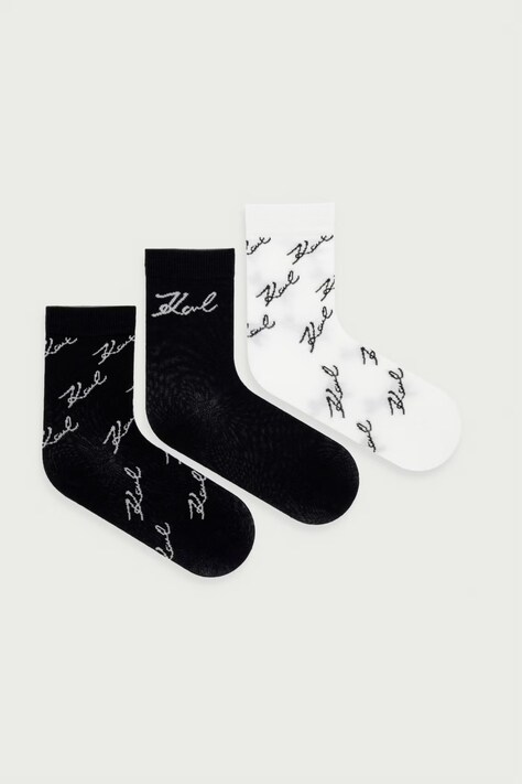 Karl Lagerfeld Čarape za žene 3-pack crne B4W47025