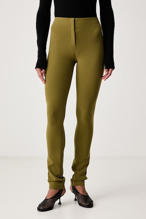 Patrizia Pepe Spodnie slim fit damskie zielone regular waist 2P0041 C0271