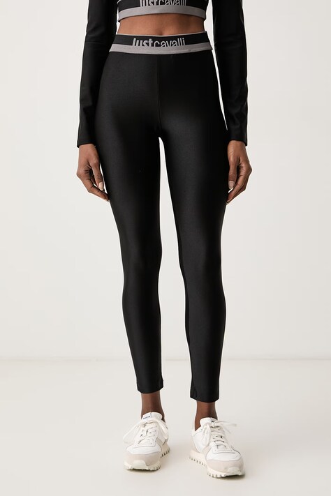 Just Cavalli Legginsy damskie czarne high waist 81PAC100 J0108