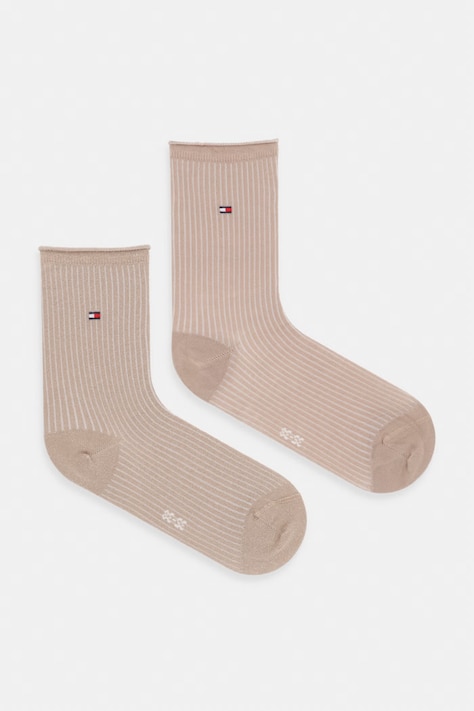 Tommy Hilfiger skarpety damskie z bawełną 2-pack beżowe 701243423