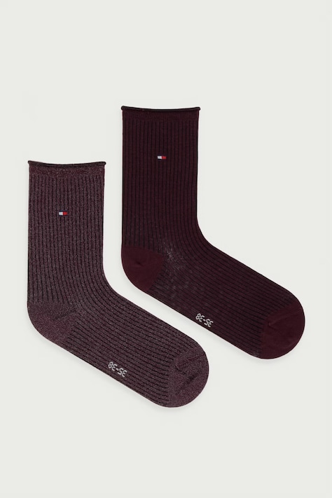 Tommy Hilfiger női pamut zokni 2-es csomag burgundia 701243423