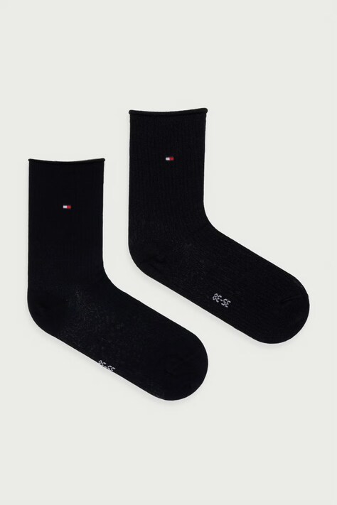 Tommy Hilfiger ponožky dámské s bavlnou 2-pack černé 701243423