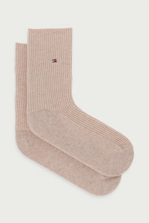 Tommy Hilfiger Skarpety damskie z dodatkiem wełny beżowe 701242188