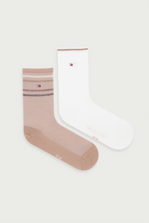 Tommy Hilfiger Skarpety damskie z bawełną 2-pack beżowe 701242183