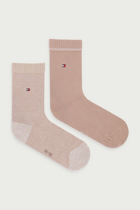 Tommy Hilfiger Κάλτσες γυναικείες με βαμβάκι 2-pack μπεζ 701242178