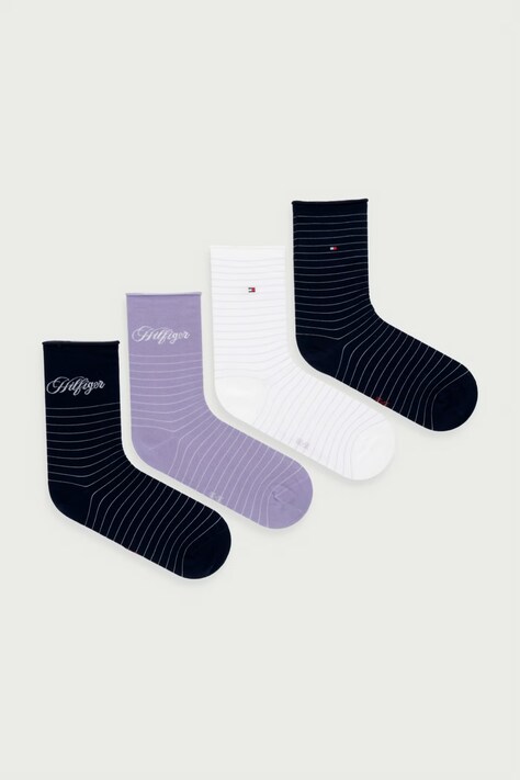 Tommy Hilfiger Skarpety damskie z bawełną 4-pack fioletowe 701244115