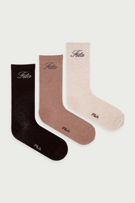 Fila Skarpety damskie bawełniane 3-pack brązowe F6452