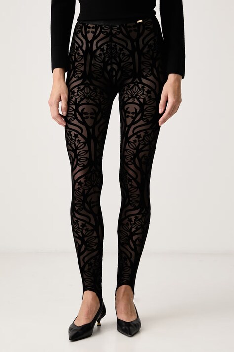 Fracomina Legginsy damskie czarne high waist FS26WV7001W858Q5