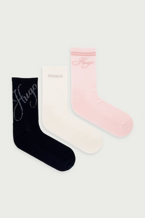 HUGO Skarpety damskie 3P QS SHINY LOG 3-pack beżowe 50567785