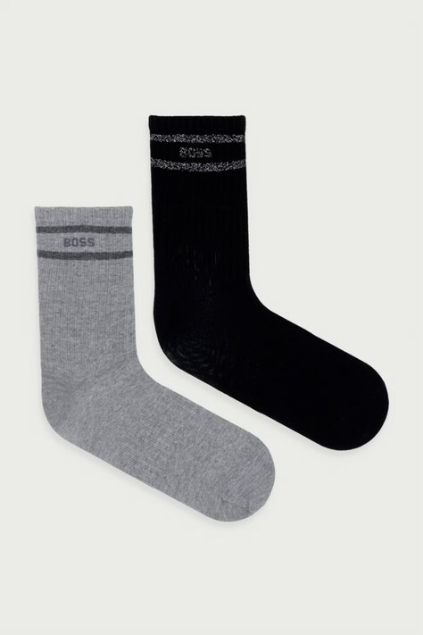 BOSS Čarape za žene s pamukom 2P QS Shiny Log 2-pack crne 50567796
