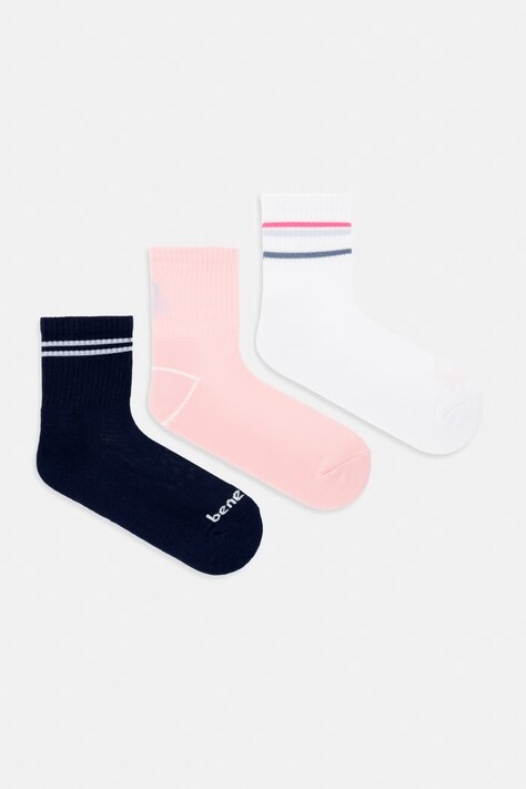 United Colors of Benetton Ponožky dámské s bavlnou 3-pack bílé 6GB9V700B
