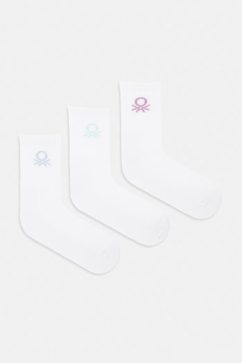United Colors of Benetton Ponožky dámské s bavlnou 3-pack bílé 6GB9V700A