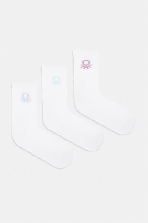 United Colors of Benetton Ponožky dámské s bavlnou 3-pack bílé 6GB9V700A