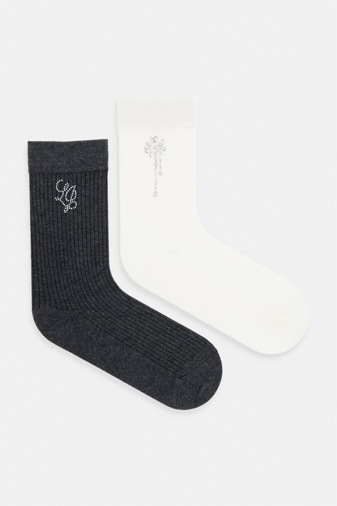 Liu Jo skarpety damskie z bawełną 2-pack szare 2F6079 T0300