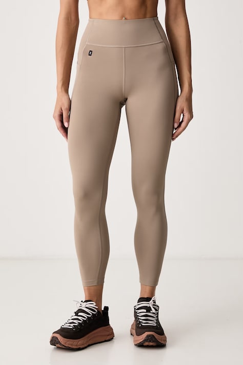 On Legginsy sportowe damskie brązowe regular waist 1WG30255013