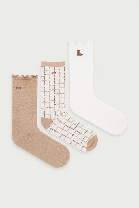 UGG Skarpety damskie 3-pack beżowe 1181414