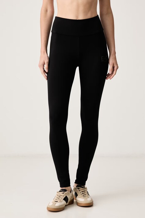 EA7 Emporio Armani Legginsy damskie z bawełną czarne high waist AF12484.7W001374