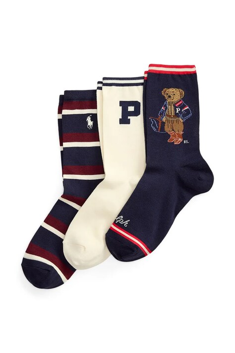Polo Ralph Lauren Skarpety damskie z bawełną 3-pack granatowe 455P18196