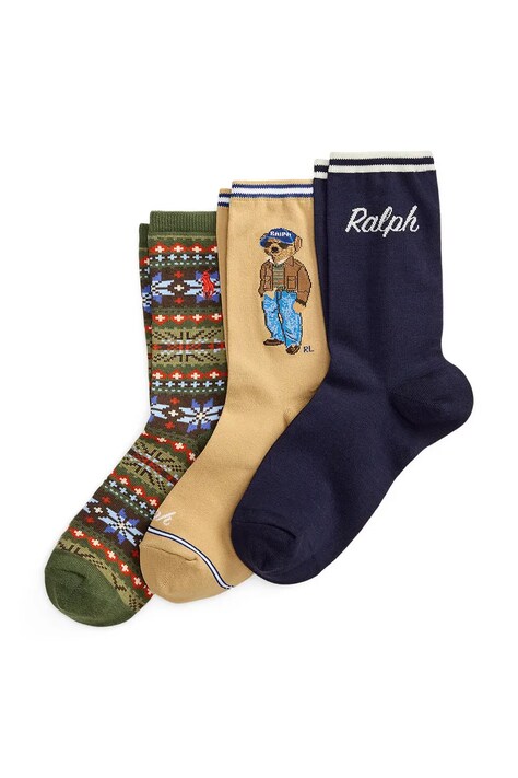Polo Ralph Lauren Skarpety męskie 3-pack beżowe 455P18195