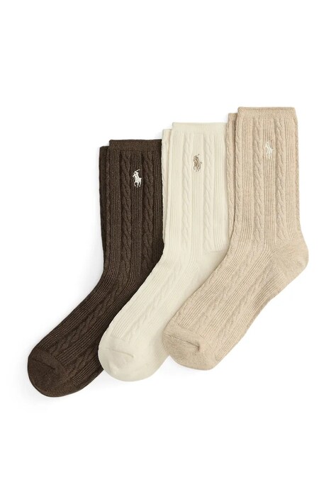 Polo Ralph Lauren Skarpety damskie z bawełną 3-pack beżowe 455P18183